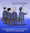 Cartoon: Troika (small) by Werkmann tagged troika,griechenland,krise,ezb,eu,iwf,esm,kontrolle,aufsicht,gremium,forderungen,reform