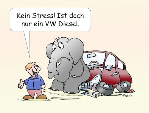 Cartoon: Dieselauto (medium) by wista tagged diesel,auto,elefant,kaputt,defekt,volkswagen,software,betrug,schummelsoftware,abgaswerte,abgase,nox,stickoxide,fahrverbot,fahrverbote,tanken,dieselautos,pkw,plakette,blau,grün,autokonzerne,vw,konzern,audi,bmw,mercedesabschaltsoftware,katalysator