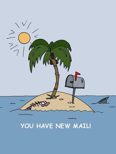 Cartoon: insel palme you have new mail (medium) by wista tagged you,have,new,mail,palm,tree,island,post,box