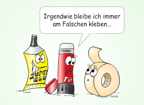 Cartoon: Kontaktkleber (medium) by wista tagged klebstoff,kleber,uhu,pritt,tesafilm,kontaktkleber,kontakte,männer,frauen,falsch,falscher,typ,typen,date,dating,freund,freundin,partner