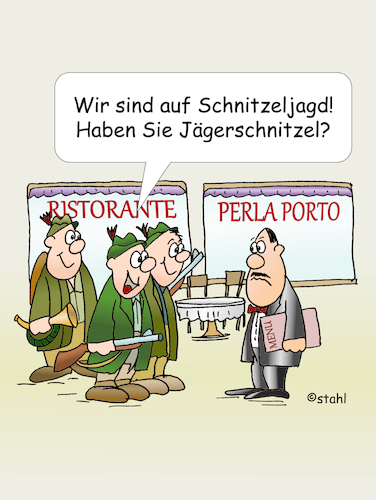 Cartoon: Schnitzeljagd (medium) by wista tagged schnitzel,jäger,jagd,jägerschnitzel,schnitzeljagd,essen,trinken,restaurant,ristorante,kochen,küche,ober,menu,gaststätte,kellner,wein,dumme,sprüche,schnitzel,jäger,jagd,jägerschnitzel,schnitzeljagd,essen,trinken,restaurant,ristorante,kochen,küche,ober,menu,gaststätte,kellner,wein,dumme,sprüche