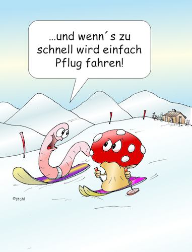 Cartoon: Skifahren (medium) by wista tagged ski,skifahren,schnee,snowbord,skilehrer,skischule,pflug,schneepflug,pist,skikurs,skigebiet,loipe,lift,sesselift,anfänger,kurs