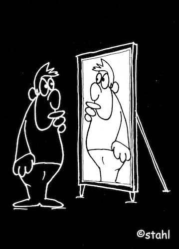 Cartoon: Spiegelbild (medium) by wista tagged spiegel,spiegelbild,schwarz,weiss,positiv,negativ,spiegel,spiegelbild,schwarz,weiss,positiv,negativ