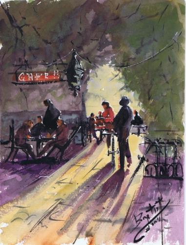 Cartoon: A trip with the bike (medium) by cabap tagged watercolorpainting
