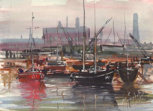 Cartoon: Harbour (medium) by cabap tagged watercolorpainting