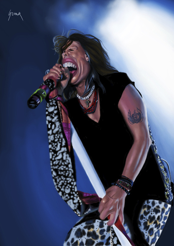 Cartoon: Steven Tyler (medium) by szomorab tagged aerosmith,rock,and,roll,music,tattoo,steven,tyler,live