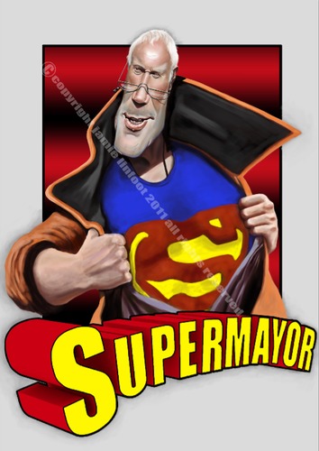 Cartoon: Super Mayor (medium) by PlainYogurt tagged art,relief,earthquake,christchurch