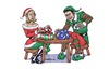 Cartoon: merry christmas (small) by dumo tagged christmas merry elves caricature card