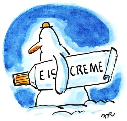 Cartoon: eis (medium) by ari tagged klima,ernährung,plikat,gastronomie,nahrung,eiscreme,winter,schneemann,klimawandel