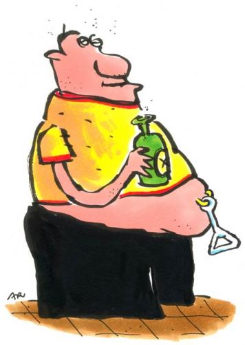Cartoon: piercing (medium) by ari tagged man,piercing,beer,bottleopener,