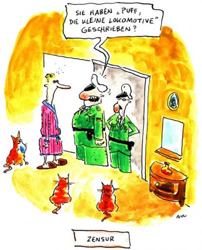 Cartoon: Zensur (medium) by ari tagged zensur,polizei,schriftsteller,censorship,police,writer