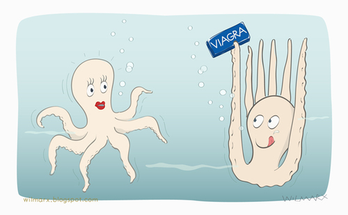Cartoon: the viagra is on the octopus mou (medium) by Wilmarx tagged the,octopus,drugs