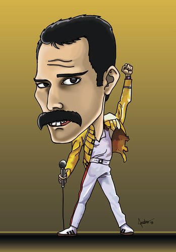 Cartoon: FREDDIE MERCURY (medium) by mitosdorock tagged rock,do,mitos,queen,mercury,fredie