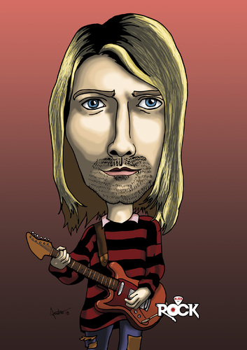 Cartoon: Kurt Cobain - Nirvana (medium) by mitosdorock tagged rock,kurt,cobain,nirvana
