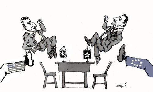 Cartoon: negotiations (medium) by Miro tagged negotions
