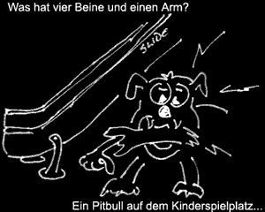 Cartoon: Vier Beine und ein Arm? (medium) by Newbridge tagged boxer,kampfhund,hund,kinder,spielplatz,bissig