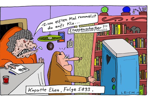 Cartoon: 5893 (medium) by Leichnam tagged rammeln,ehen,kaputte,klo,eheleute,etappenscheißer,zum,elften,mal,schabracke,toilette