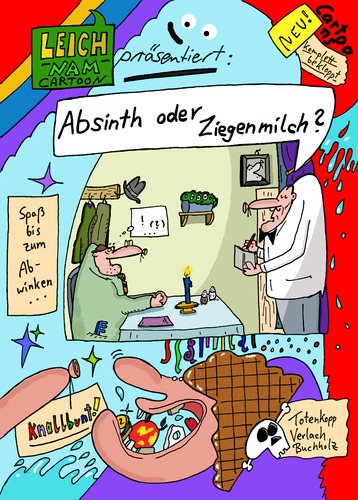 Cartoon: Absinth oder Ziegenmilch? (medium) by Leichnam tagged absinth,oder,ziegenmilch