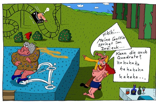 Cartoon: Am Wald (medium) by Leichnam tagged wald,gattin,bühne,hihihi,springen,zorn,wut,dreieck,quadrat,hahaha,leichnam,leichnamcartoon,wiese
