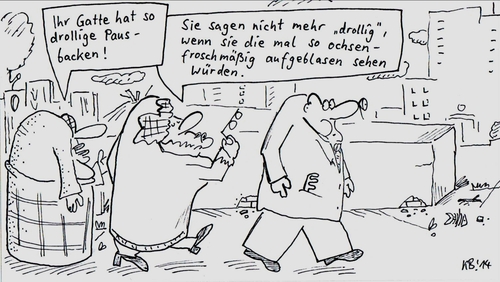 Cartoon: Anmerkung (medium) by Leichnam tagged anmerkung,drollige,pausbacken,gatte,bewunderung,entzückend,ochsenfrosch,aufgeblasen,riesig,tierwelt,ehe