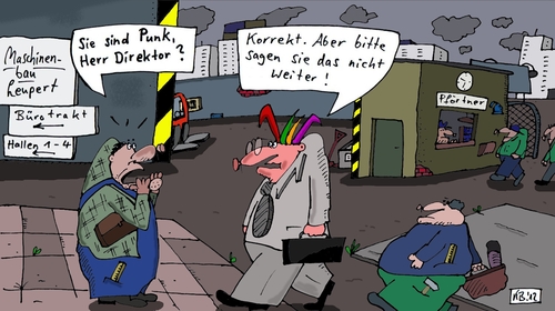 Cartoon: Auf Arbeit (medium) by Leichnam tagged arbeit,büro,chef,boss,direktor,punk,bunt