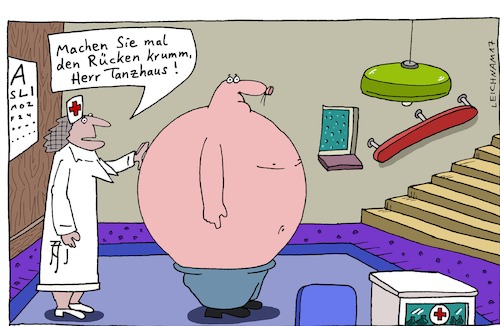 Cartoon: Aufforderung (medium) by Leichnam tagged aufforderung,ärztin,arztpraxis,rücken,krumm,herr,tanzhaus,leichnam,leichnamcartoon