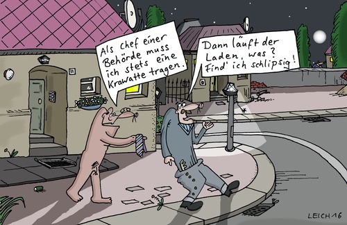 Cartoon: aus Kalau (medium) by Leichnam tagged kalau,chef,behörde,boss,schlips,krawatte,schlipsig,laden,läuft,tragen,träger