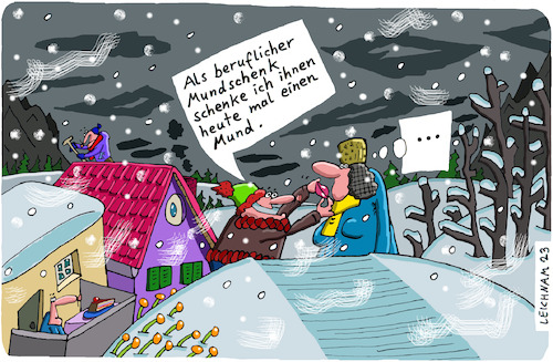 Cartoon: Beruf (medium) by Leichnam tagged beruf,mundschenk,schenken,mund,winter,leichnam,leichnamcartoon