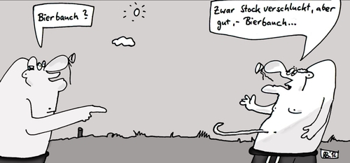 Cartoon: Bierbauch? (medium) by Leichnam tagged bierbauch,ernährung,verschlucken,stock,wampe
