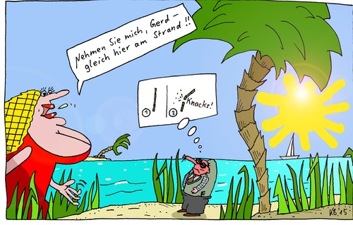 Cartoon: Dame (medium) by Leichnam tagged dame,sand,strand,meer,gier,gelüste,mickermännchen