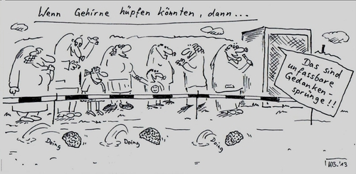 Cartoon: dann ... (medium) by Leichnam tagged dann,gehirne,hüpfen,wettkampf,gedankensprünge,reporter,rennstrecke