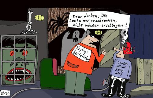 Cartoon: Ferienjob (medium) by Leichnam tagged job,ferienjob,geisterbahn,erschrecken