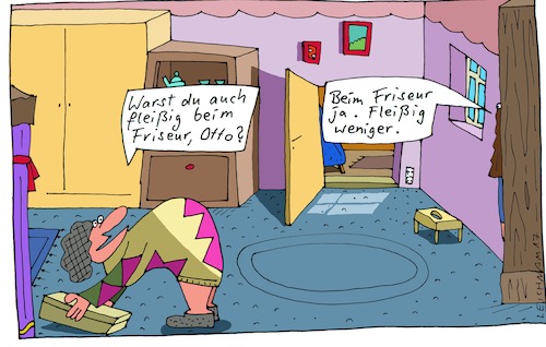 Cartoon: fleißig (medium) by Leichnam tagged fleißig,friseur,otto,haare,schneiden,leichnam,leichnamcartoon