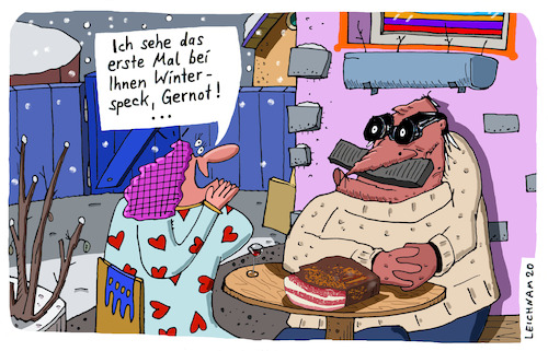 Cartoon: Gernot 27 (medium) by Leichnam tagged gernot,anschmachten,liebe,speck,winterspeck,kalt,leichnam,leichnamcartoon