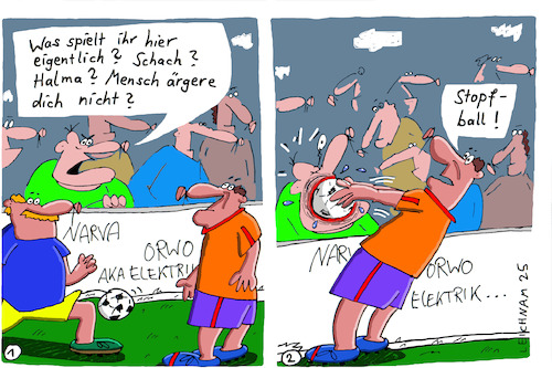 Cartoon: Halma (medium) by Leichnam tagged halma,schach,fußball,fan,erbost,leichnamcartoon,rasensport,orwo,narva,aka