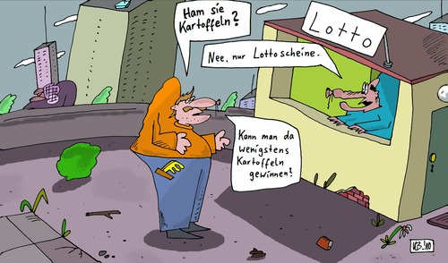 Cartoon: Ham wa nich ... (medium) by Leichnam tagged ham,wa,nich,kartoffeln,lotto,schein,bude,leichnam,anfrage
