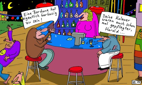 Cartoon: Harald (medium) by Leichnam tagged harald,bardame,alkohol,ausschank,kalauer,gepflegt,trinken,tresen,theke