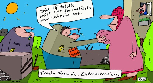 Cartoon: Hildelotte (medium) by Leichnam tagged hildelotte,grapscher,busen,leichnam,frech,freunde,extremversion,knautschzone,fantastisch,erregend
