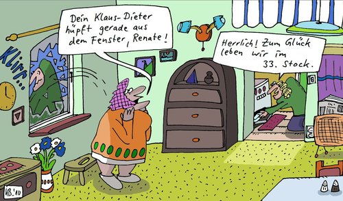 Cartoon: hüpfen (medium) by Leichnam tagged hüpfen,klaus,dieter,fenster,herrlich,hochhaus,ehe