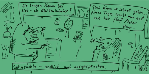 Cartoon: Inhaber (medium) by Leichnam tagged inhaber,glatze,kahl,kamm,haar,meter,sehnsüchte,ausgesprochen