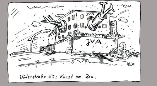 Cartoon: JVA (medium) by Leichnam tagged jva,kunst,bau,gefängnis,knast,döderstraße,leichnam