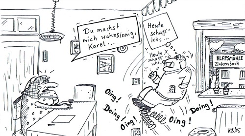 Cartoon: Karel (medium) by Leichnam tagged karel,ehe,wahnsinnig,oing,doing,klapsmühle,sprungfedern,zinkenbach,gattin