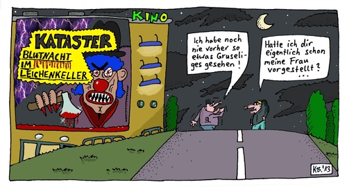Cartoon: Kino (medium) by Leichnam tagged kino,kataster,blutnacht,leichenkeller,grusel,horror,gattin,vorstellung,zukünftig