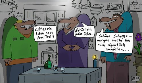 Cartoon: Leben nach dem Tod (medium) by Leichnam tagged leben,tod,sohn,pfarrer,kleriker,scheiße,umnieten,selbstmord,suicid