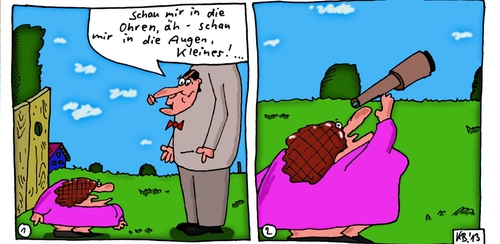 Cartoon: Mal gucken (medium) by Leichnam tagged mal,gucken,ohren,augen,schauen,kleines,fernrohr