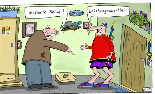 Cartoon: mal nachhaken (medium) by Leichnam tagged mal,nachhaken,mutiert,beine,sport,leistung,sprinter,deformiert