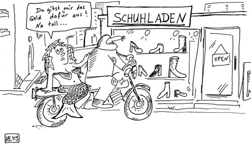 Cartoon: Meerjungfrau (medium) by Leichnam tagged meerjungfrau,schuhladen,schuhe,frauen,gönner,liebe
