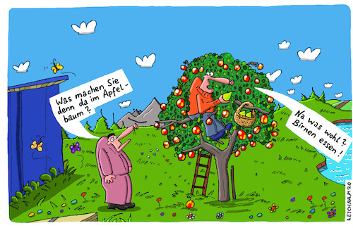 Cartoon: Obst (medium) by Leichnam tagged obst,apfelbaum,birnen,essen,leichnam,leichnamcartoon