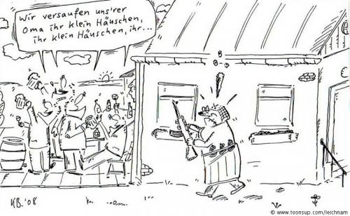 Cartoon: Oma (medium) by Leichnam tagged oma,häuschen,versaufen,waffen