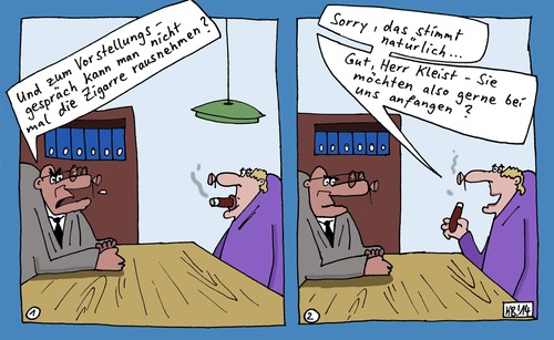 Cartoon: Personalabteilung (medium) by Leichnam tagged personalabteilung,personalchef,bewerber,zigarre,firma,unternehmen